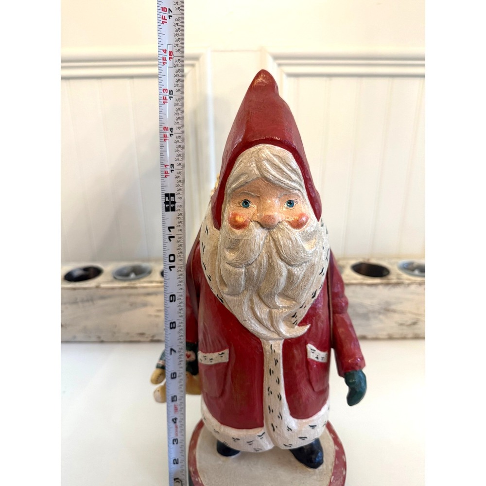 Vintage House of Hatten Santa Claus Holding Bear Goose In Basket 15" Folk Art - Picture 8 of 8